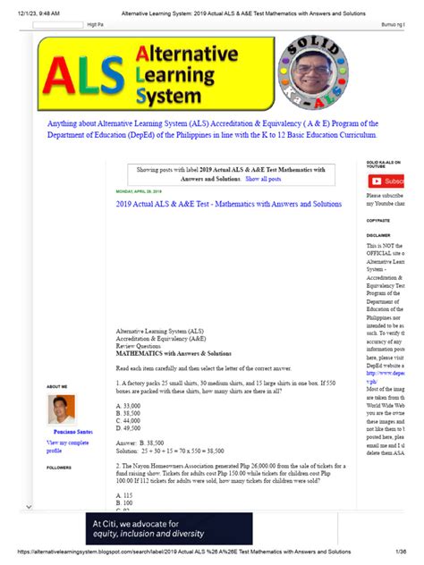 Alternative Learning System: 2019 .